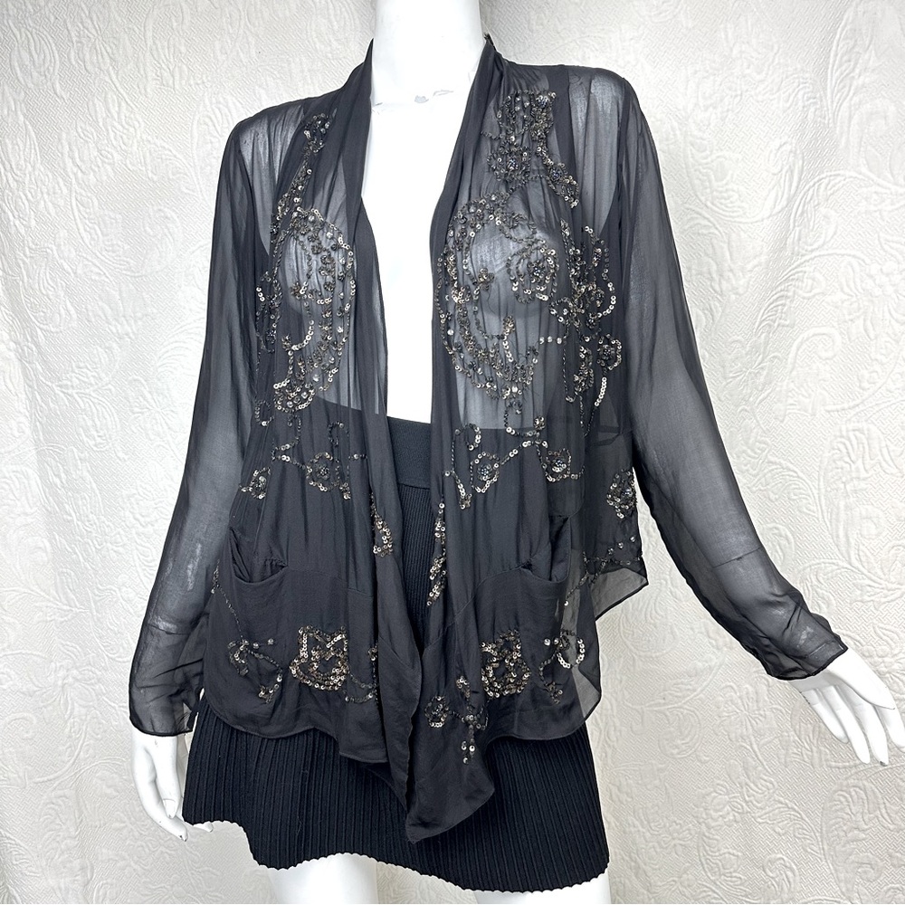 Biya XS NWT Beaded Sheer Open Cardigan Evening Jacket